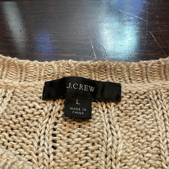 J. Crew Short Puff sleeved Linen sweater Beige Women’s L Neutral - Picture 2 of 8